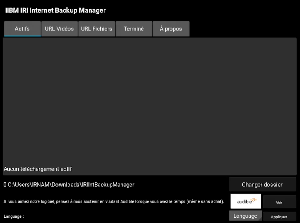 Interface principale IIBManager